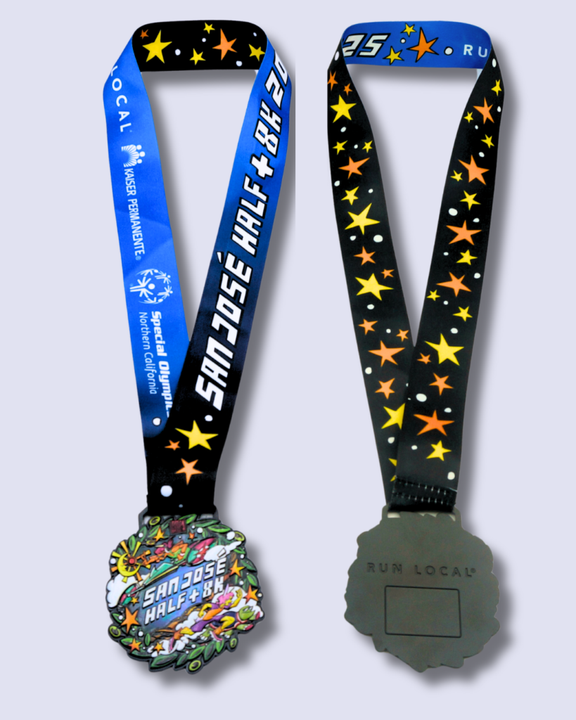 2025 San Jose Half & 8K medal & ribbon
