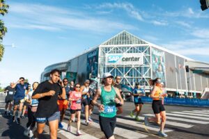 San Jose Half Marathon passing SAP Center